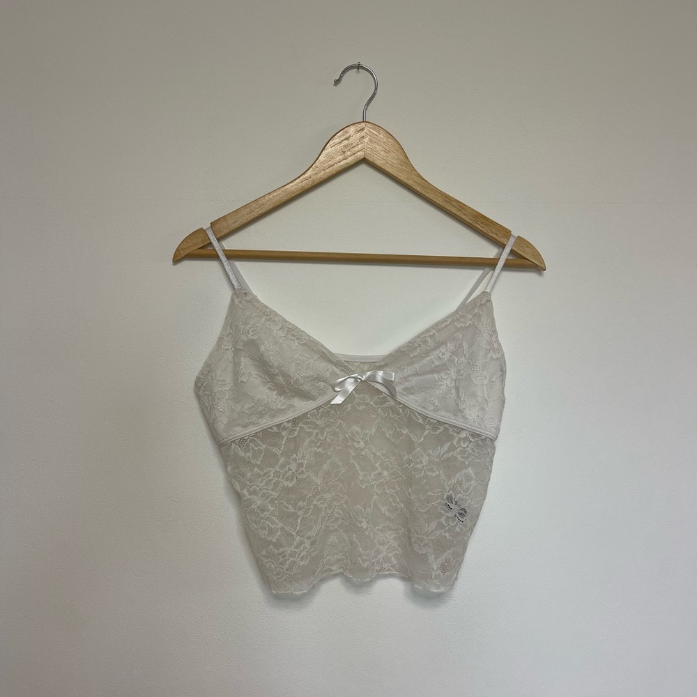 SHEIN Ivory Lace Cami with Bow Detail